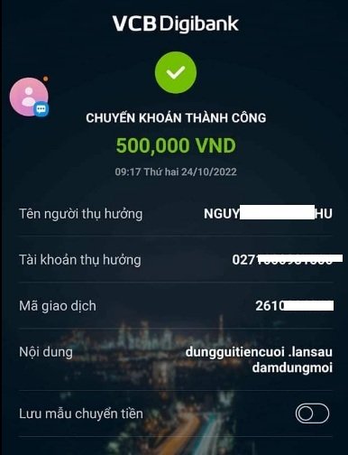 chuyển khoản mừng cưới 